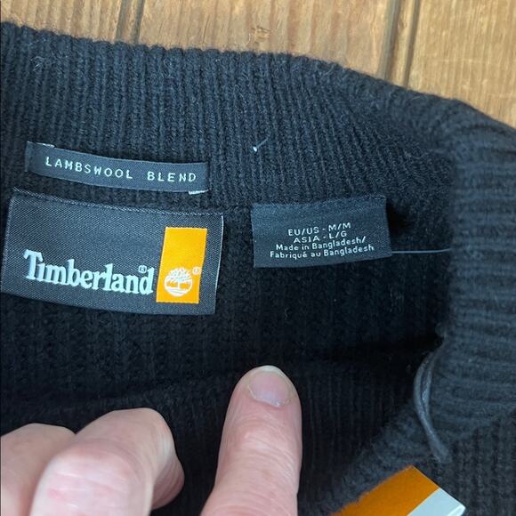 Timberland womens sweater Black chunky knit Crewneck short wool nwt new - Picture 3 of 7